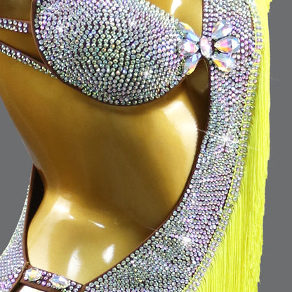 Womens Latin Dance Dress Midi Stage Clothes Elegant Prom Line Tassel Costume Girl Sport Suit Samba Party Practice Wear Customize Badiee Stylez