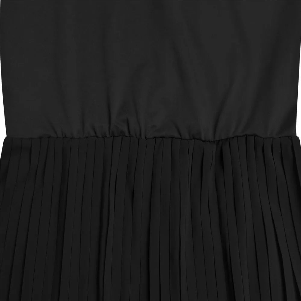 RLMABABY Elegant Splice Ruched Women Black Gown Long Bodycon Dress Pearl Stand Collar Sleeveless Club Party Sheath Maxi Dress