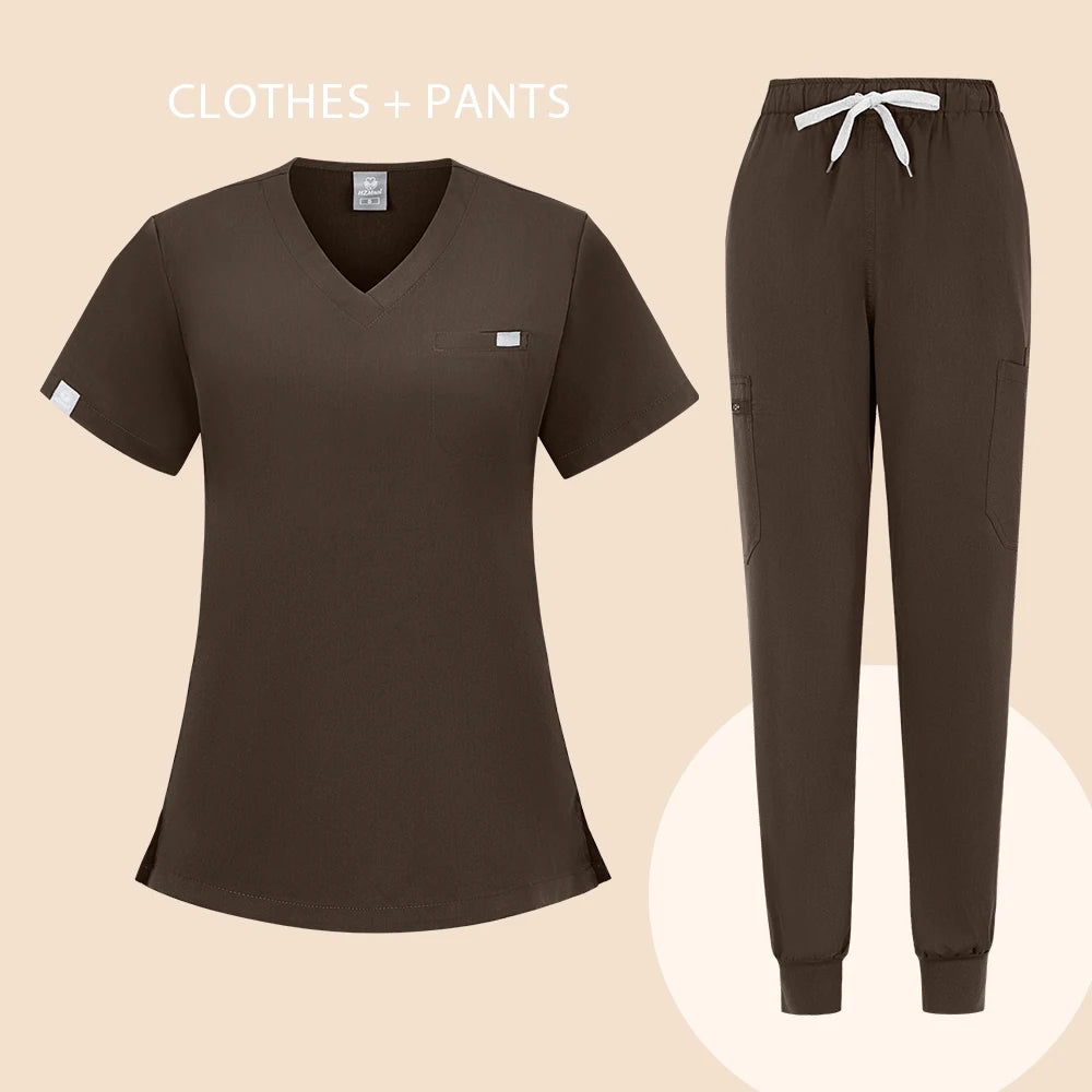 HZMNOI Thick Highquality Suit Unisex Pharmacy Nursing Hospital Doctor's Work Clothes Dental Clinic Beauty Salon Surgical Clothes Badiee Stylez