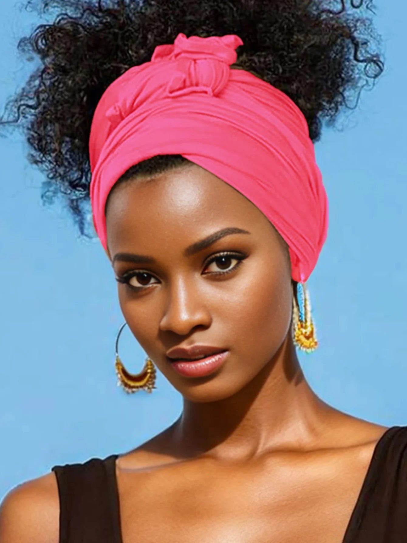 Hot selling stretch jersey turban african headband solid color super soft extra long breathable headband for women
