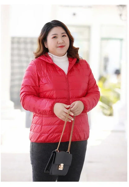 2024 Hooded Jackets Autumn Plus Size 7xl 6xl 5xl Fall Women's Lightweight Water-Resistant Packable Winter Warm Female Down Coats
