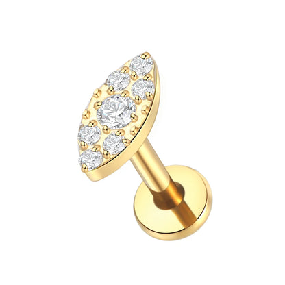 1PC Titanium Zircon Star Flower Labret Piercing for Women Cartilage Tragus Daith Helix Stud Earring Body Jewelry TC041-2 1.2x8mm