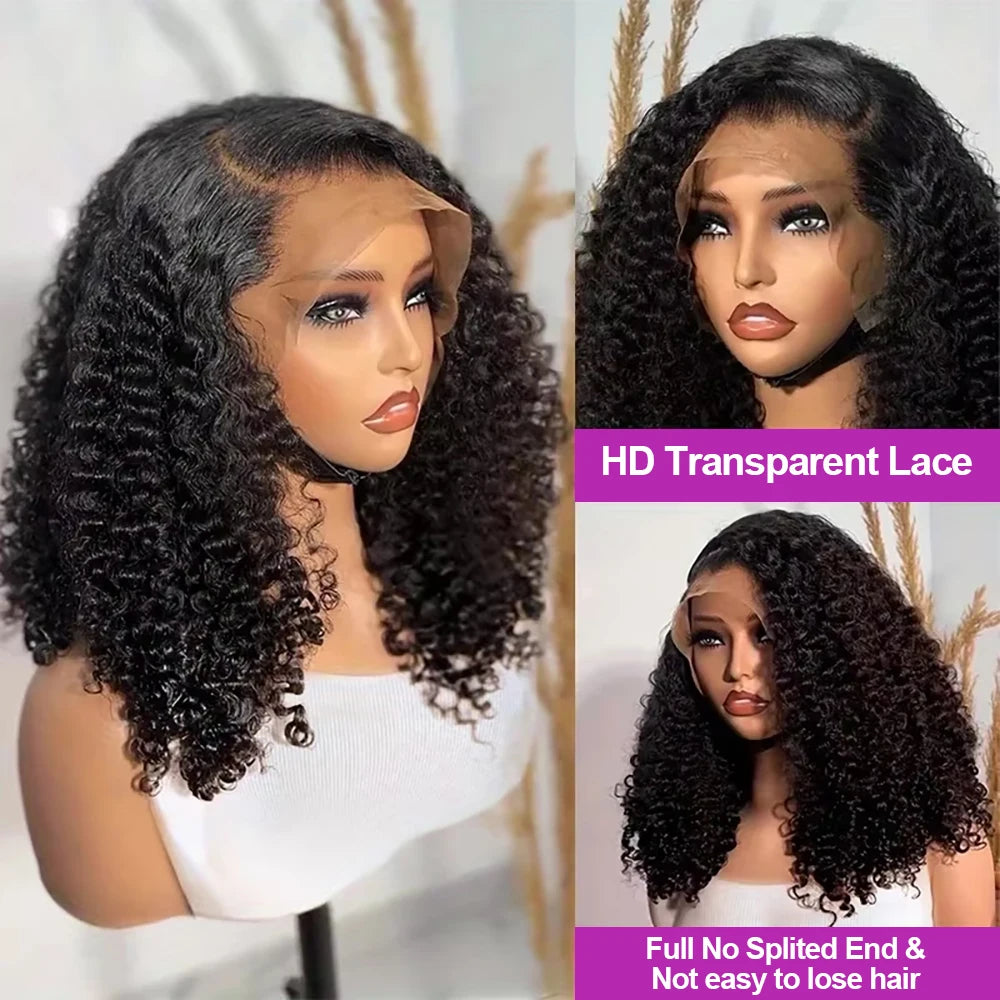 Short Bob Deep Wave Lace Frontal Wig PrePlucked 13x4 13x6 Lace Front Wig Peruvian Curly Human Hair Bob Wigs For Women and Girls Badiee Stylez