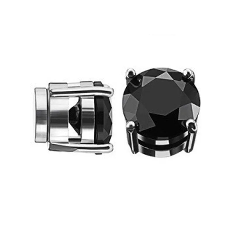 2pcs Punk Mens Strong Magnet Magnetic Ear Stud Set, Non Piercing Earrings Fake Cross Earrings Gift For Boyfriend Lover Jewelry S4-1pair-black