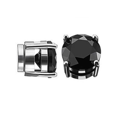 2pcs Punk Mens Strong Magnet Magnetic Ear Stud Set, Non Piercing Earrings Fake Cross Earrings Gift For Boyfriend Lover Jewelry S4-1pair-black