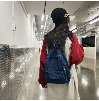 Large Capacity Denim Backpack Custom Embroidered Name Boys Girls Travel Backpack Personalized Daily Rucksack with Any Names