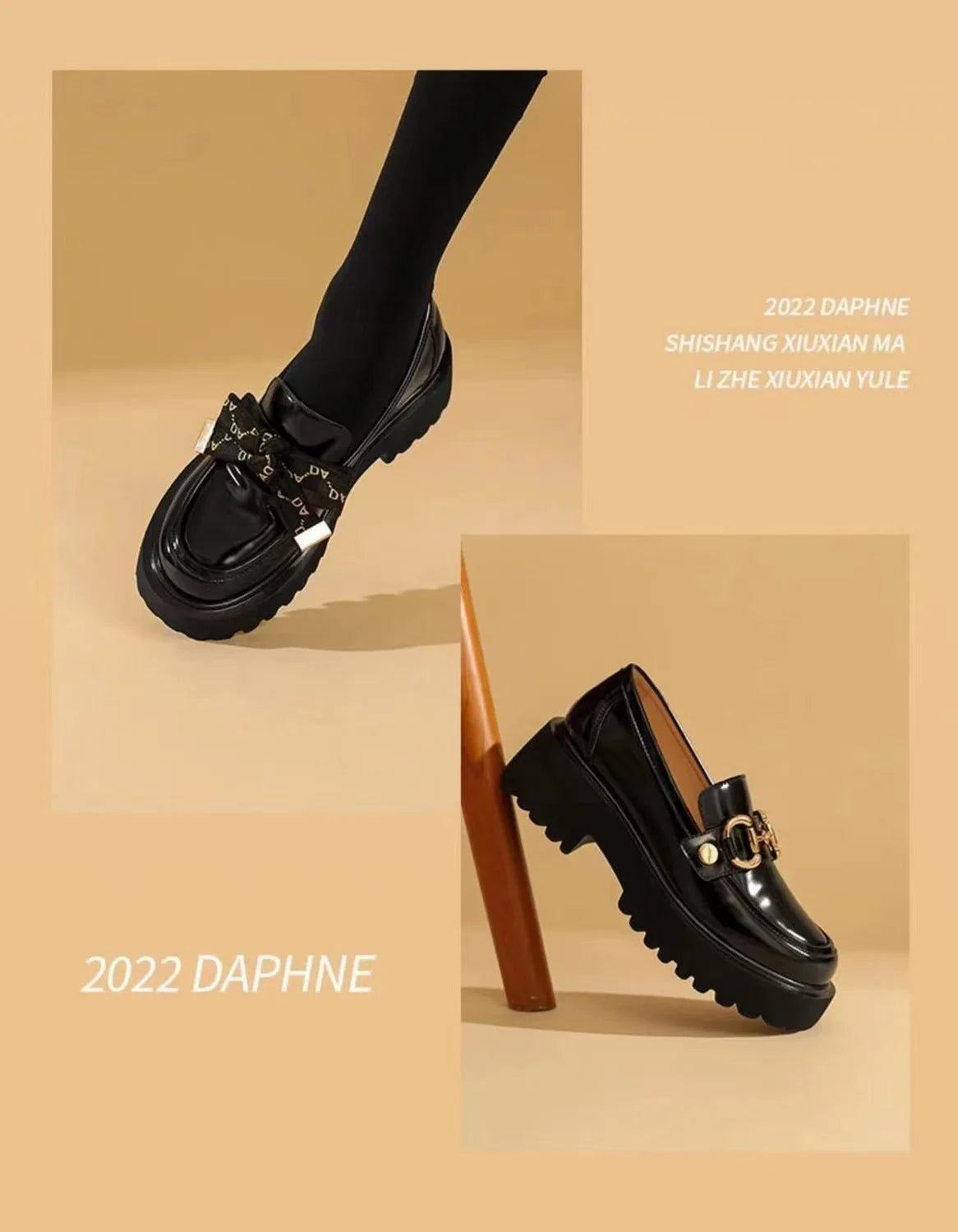 TOPHQWS British Style Women's Loafers High Quality Leather Mary Janes Shoes Retro Round Toe Lolita Platform Shoes Slip On Flats