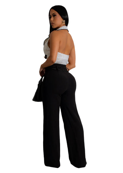 Elegent Office Lady Jumpsuits for Women Full Length Summer V Neck Sleeveless Blazer Jumpsuit High Waist Sexy Backless Jumpsuit Badiee Stylez