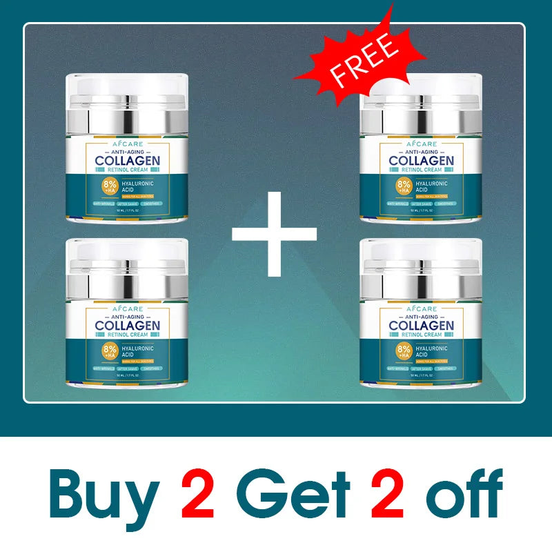 8% HA Collagen Wrinkle Remover Face Cream Anti-aging Fade Fine Lines Firming Lifting Moisturizing Tighten Beauty Skin Care Buy 2 get 2 Free