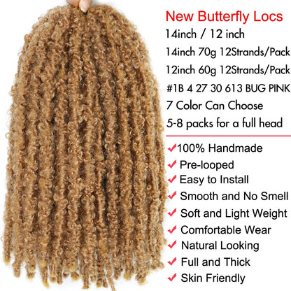 Butterfly Locs Crochet Hair 12 inch Handmade Butterfly Soft Locs Crochet Hair Extensions Synthetic Braiding Hair 12Strands/pack Badiee Stylez