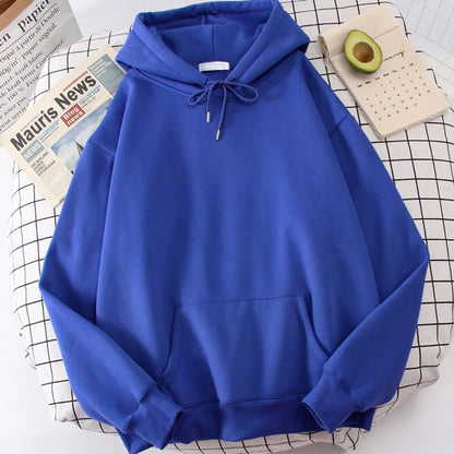 Autumn Casual Women's Solid Hoodie Comfortable Strecth Sweatshirts Loose Pocket Warm Clothes Fashion Street Female Pullovers