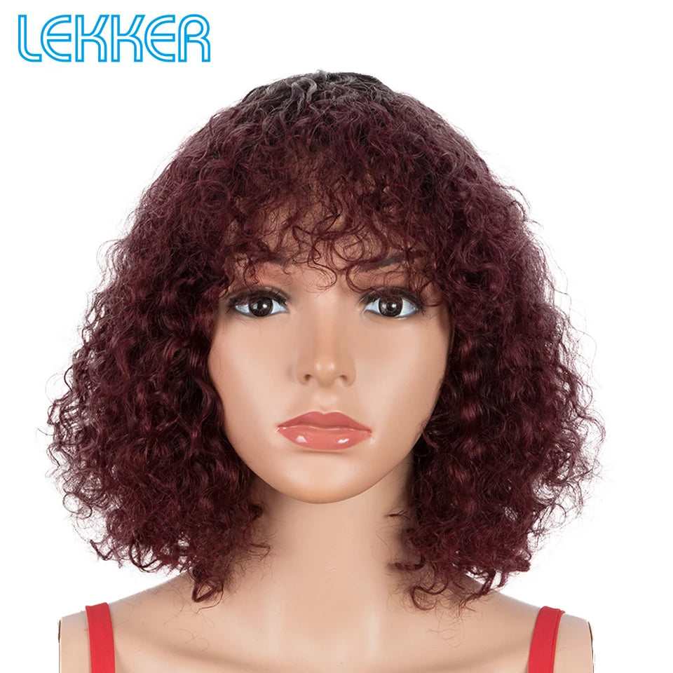 Lekker Colored Short Pixie Afro Kinky Curly Bob 100% Human Hair Wigs For Women Brazilian Remy Hair Ombre Brown Clearance Ginger Badiee Stylez