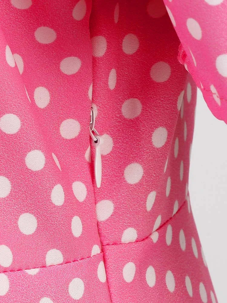 Off the Shoulder Elegant Vintage Party Dress Women Summer Polka Dot Ruffles A Line Midi Dresses