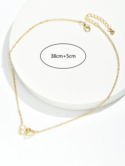 Tiny Cute Double Hollow Heart Chain Necklace Women Fashion Love Necklace Valentine's Day Jewelry for Women Badiee Stylez