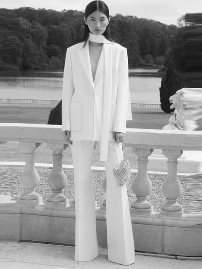 HIGH STREET Newest Fashion 2024 Designer Suit Set Women's Beading Belted Single Button Blazer Pants Set 2pcs Badiee Stylez