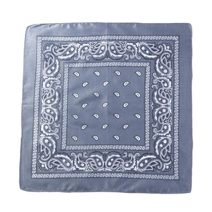 Fashion Hip Hop Bandana Kerchief Unisex Black Hair Band Neck Scarf Headwear Wrist Wraps Head Square Scarves Print Handkerchief GRAY 55CM-55CM