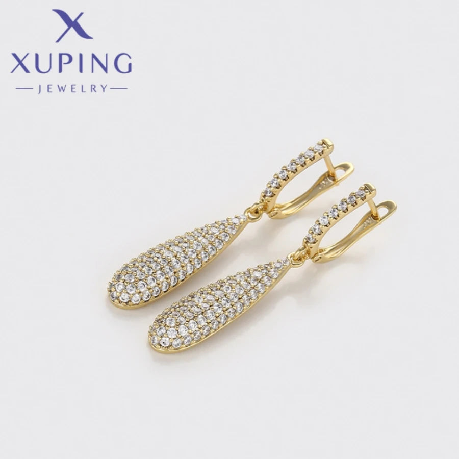 Xuping Jewelry High Quality Fashion Geometry Shaped Light Gold Color Sag Earrings for Women Valentine's Day Gifts X000837267