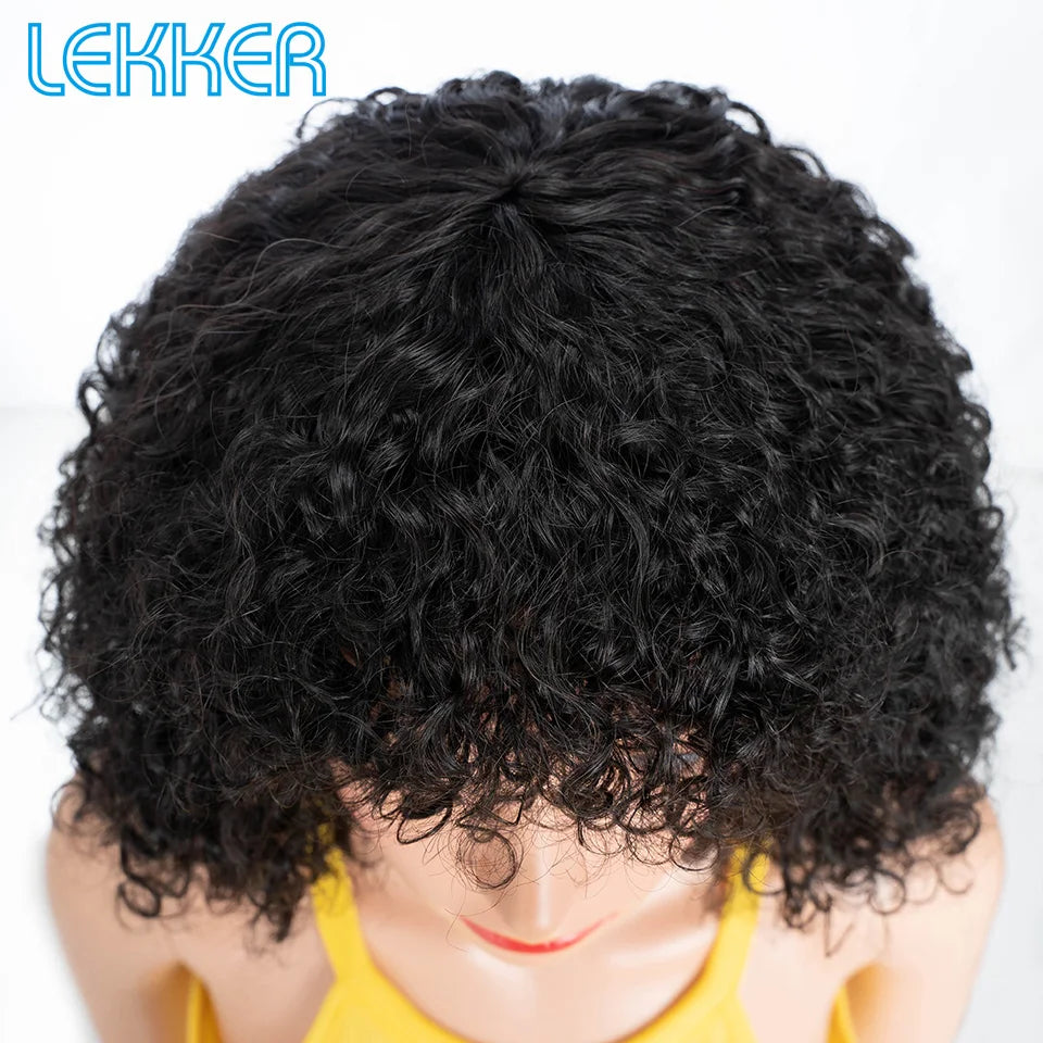 Lekker Colored Short Pixie Afro Kinky Curly Bob 100% Human Hair Wigs For Women Brazilian Remy Hair Ombre Brown Clearance Ginger Badiee Stylez