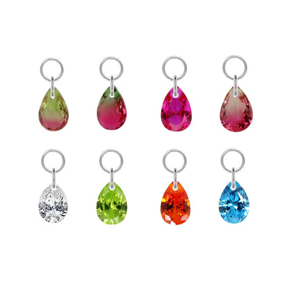 Hot Sale G23 Titanium Hinged Segment Ring Colored Zircon/Tourmaline/Corundum Drop Attachment Charms Piercing Body Jewelry