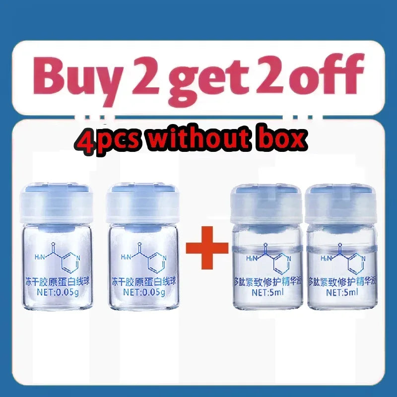 Korea Facial Hydrolyzed Silk Protein Collagen Thread Ball Serum Moisturiz Hydration Lifting Firm Fine lines Essence SkinCare 4bottle(without box)