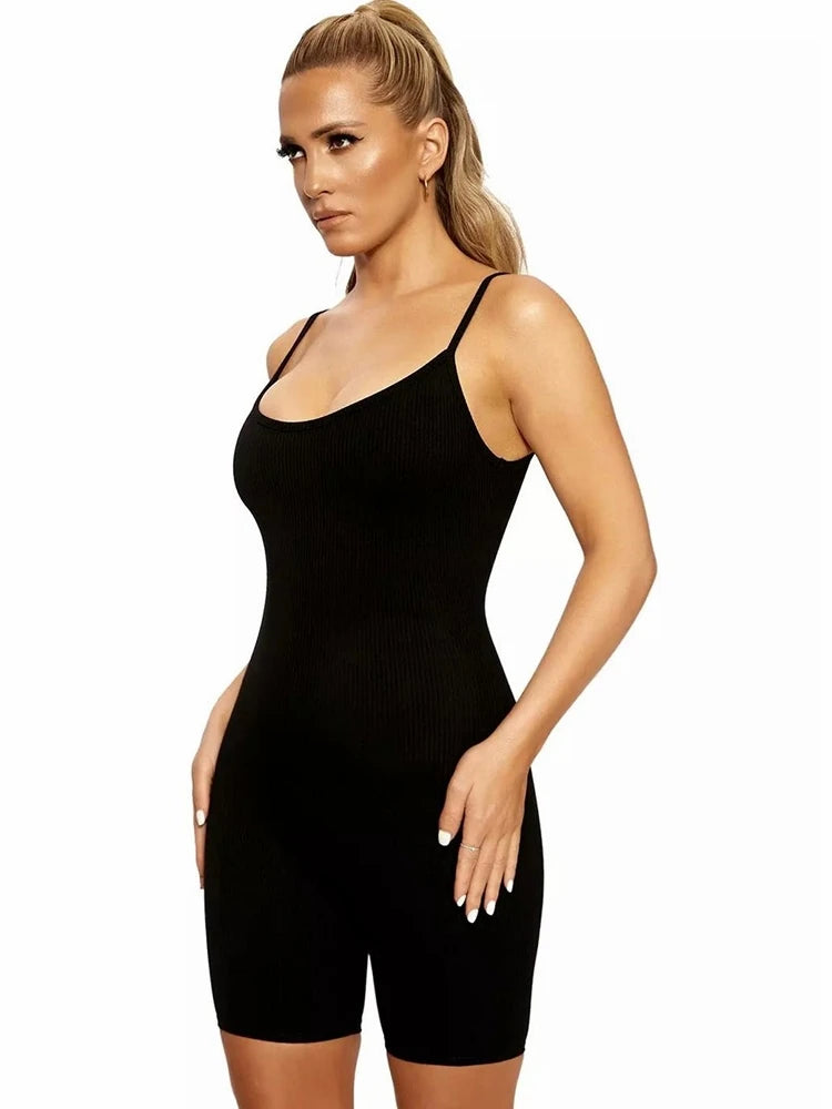 Sisterlinda Sexy Backless Sleeveless Black Playsuits Womens Elastic Soft Casual Wear Short Rompers Jog Sportswear Bodysuits 2020