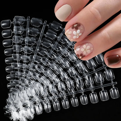 240pcs XS Fake Nails Short Square/Almond False Nail Tips Half Matte Acrylic Square Fingernails DIY For Manicure Extension Tools