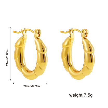 Fashion Glossy Stainless Steel Chunky Hoop Earrings for Women Gold Plated Thick Texture Geometric Circle Earring Vintage Jewelry