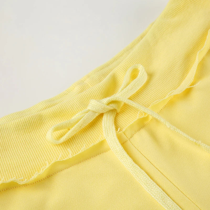 BIIKPIIK Drawstring Hooded Hoodie Suits Autumn Winter Solid Zipper Women Casual Pants Set Street Sporty Sweatshirt Two Piece Set