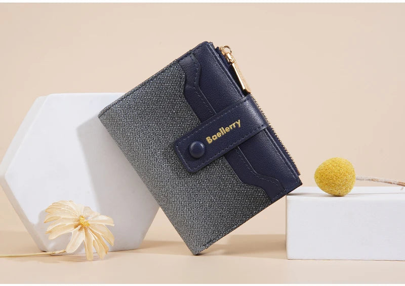 Baellerry High Quality Women Wallets New Simple Short Card Holde Brand Female Purse Photo Holder Coin Pocket Zipper Women Wallet