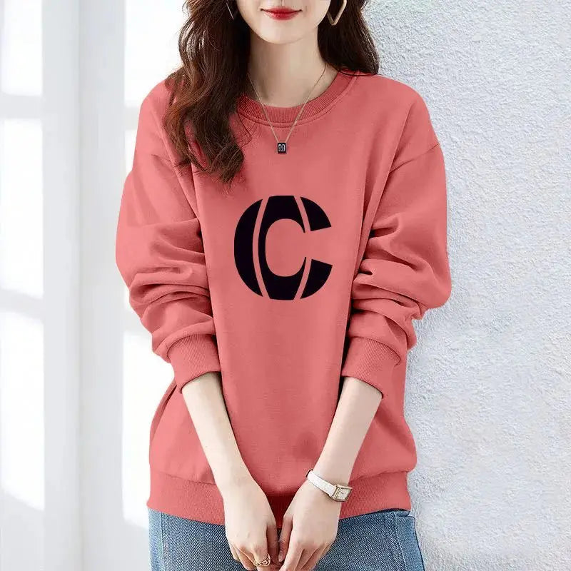 Women Clothing Spring Autumn Long Sleeve Print Letter Loose Casual Hoodies Sweatshirts Lazy Style All-match Tops Trend Fashion