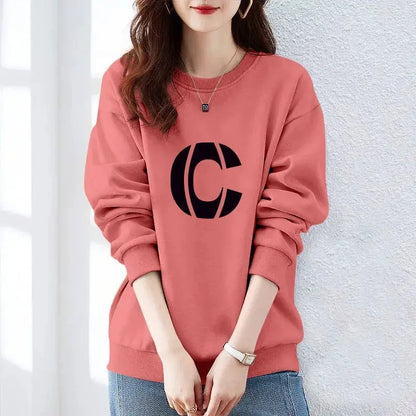 Women Clothing Spring Autumn Long Sleeve Print Letter Loose Casual Hoodies Sweatshirts Lazy Style All-match Tops Trend Fashion