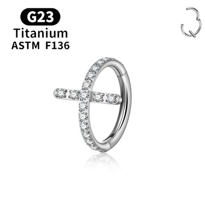 F136 G23 Titanium Nose Ring 16G Hinged Segment CZ Septum Clicke Daith Earrings Hoops Ear Cartilage Tragus Helix Piercing Jewelry Silver Color 8 CHINA