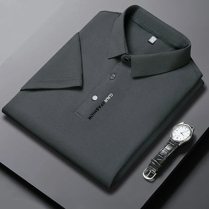 Men's Polo Shirt - Breathable & Comfortable Solid Color Top for Casual Business Style