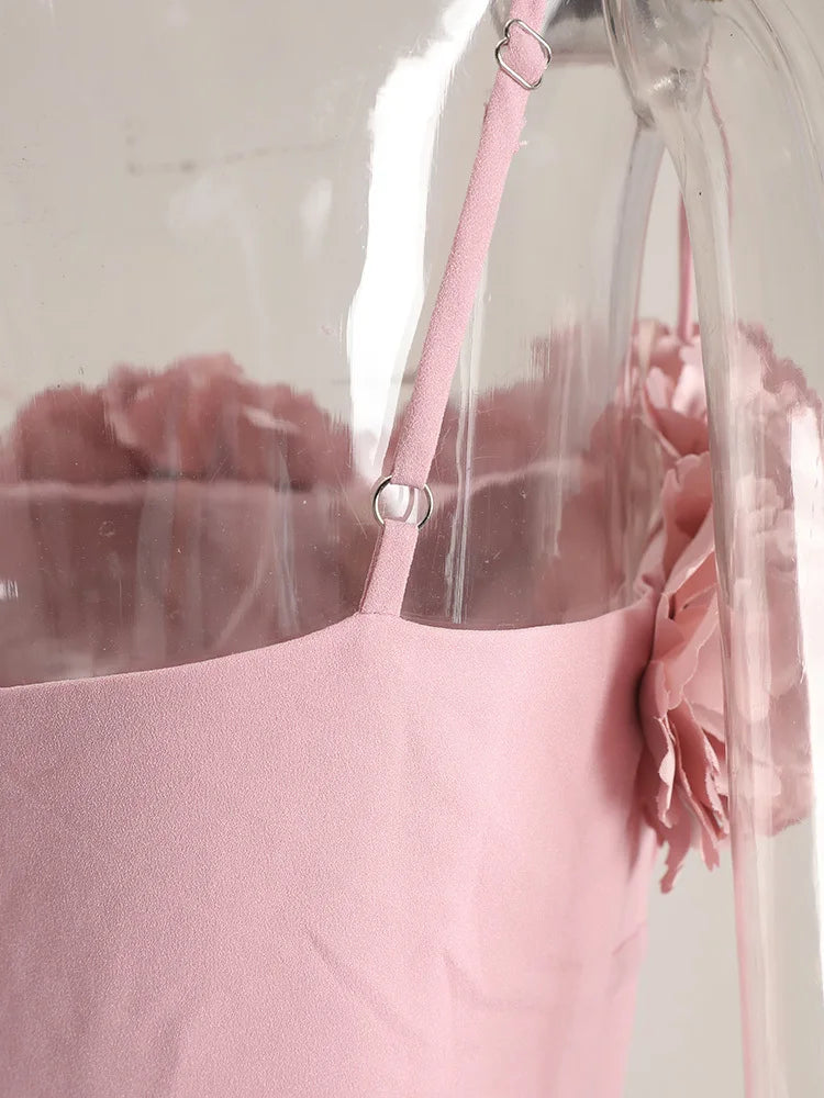 DEAT Elegant Dress Hollow Out Backless Camisole Pleated Flower High Waist Women's Party Dresses 2025 Autumn New Fashion 13DB5083 Badiee Stylez