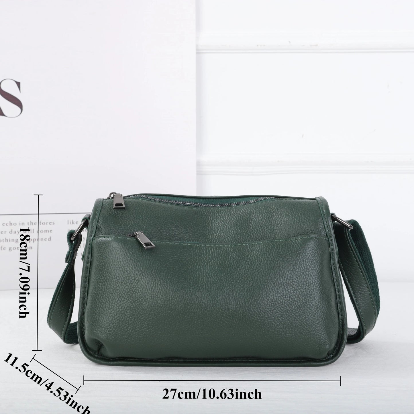 Women's Top-Grain Cowhide Leather Shoulder Bag Spacious Minimalist Crossbody for Effortless Commuting Tote with Adjustable Strap