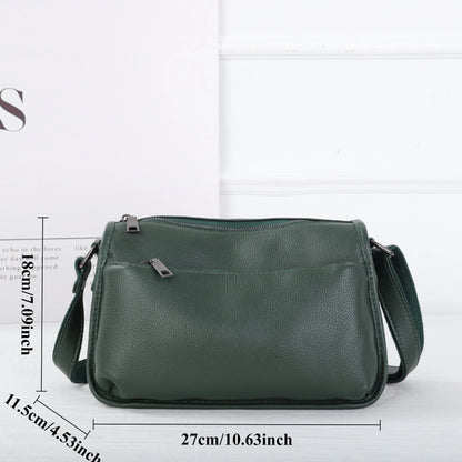 Women's Top-Grain Cowhide Leather Shoulder Bag Spacious Minimalist Crossbody for Effortless Commuting Tote with Adjustable Strap