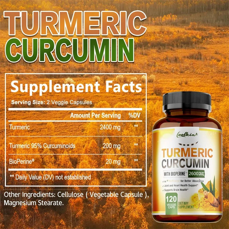 Turmeric Curcumin - Relieve joint pain, promote bone growth, Supports Joint Inflammation, Antioxidant and Digestive Health
