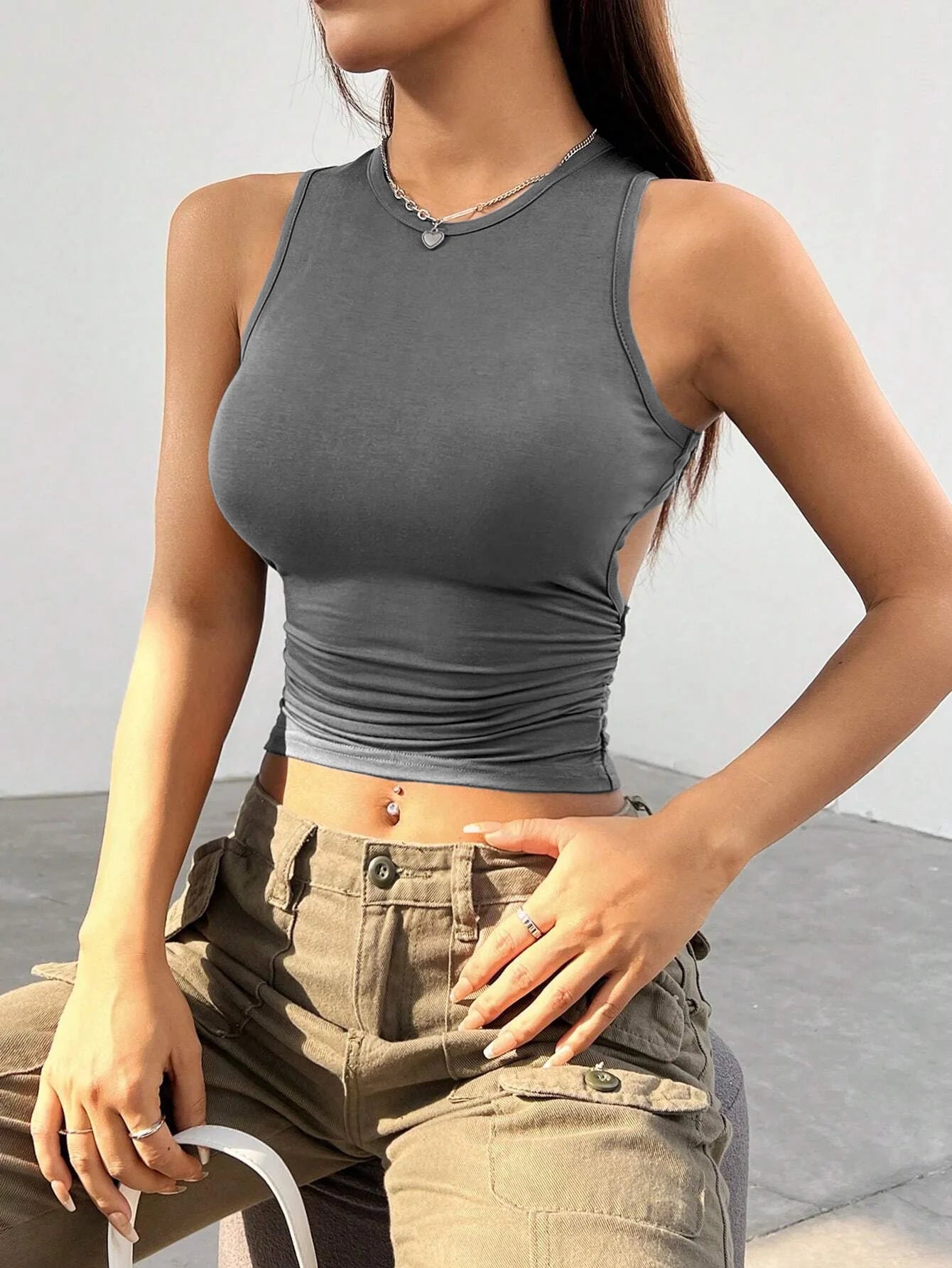 Fairyshely 2025 Sexy Female Sleeveless Bodycon Top Women Backless Short Vest Summer Lady Solid Off Shoulder Clud Crop Tops