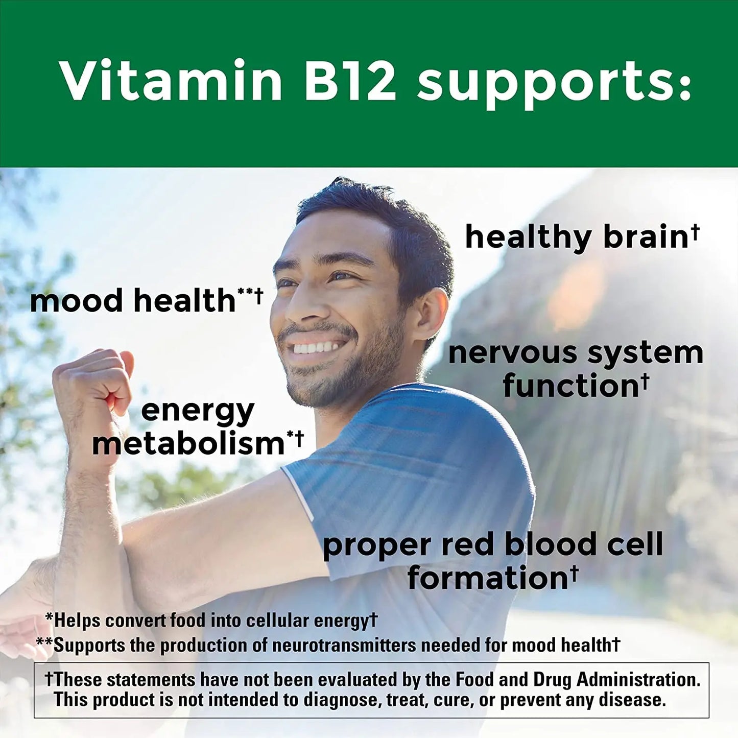 Vitamin B12 - Improve Mood, Improve Brain, Strengthen Nervous System, Increase Energy, Promote Metabolism, Maintain Heart Health