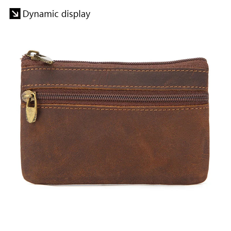 New Cow Leather Men's And Women's Change Vintage Coin Bag Headphone Purse Storage Mini Bag For Man And Woman