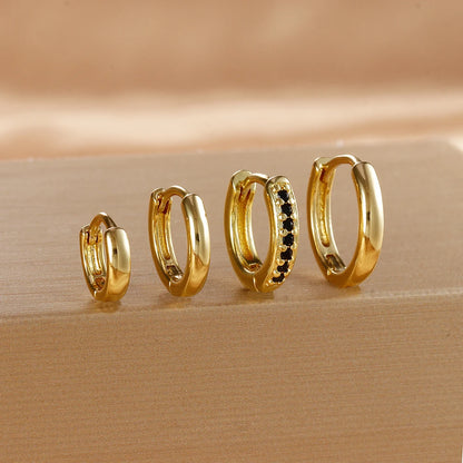 4PCS Set Stainless Steel Huggie Minimal Hoop Earrings 6/8/10mm Crystal Zirconia Helix Tragus Cartilage Earrings Piercing Jewelry Badiee Stylez