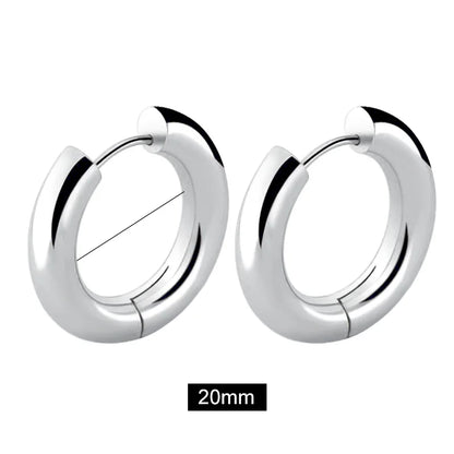 Men' s Earrings Stainless Steel Chunky Hoop Earrings For Man Round Circle Ear Hoops Punk Hip Hop Jewelry Couple Accessories KBE450-1-5