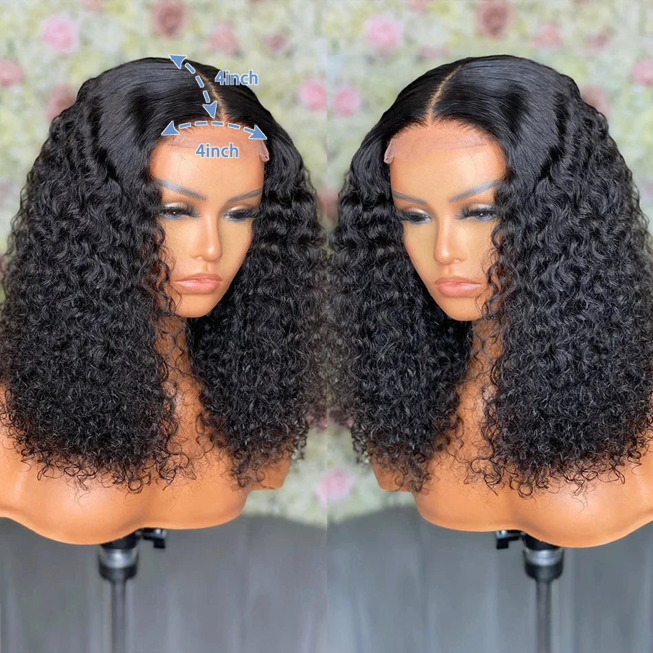 250% Density Short Bob Wig Human Hair 13x4 Lace Front Wigs Glueless Lace Frontal Wig Deep Wave Jerry Curly Wig For Black Women