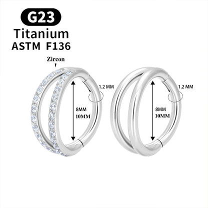 F136 G23 Titanium Nose Ring 16G Hinged Segment CZ Septum Clicke Daith Earrings Hoops Ear Cartilage Tragus Helix Piercing Jewelry