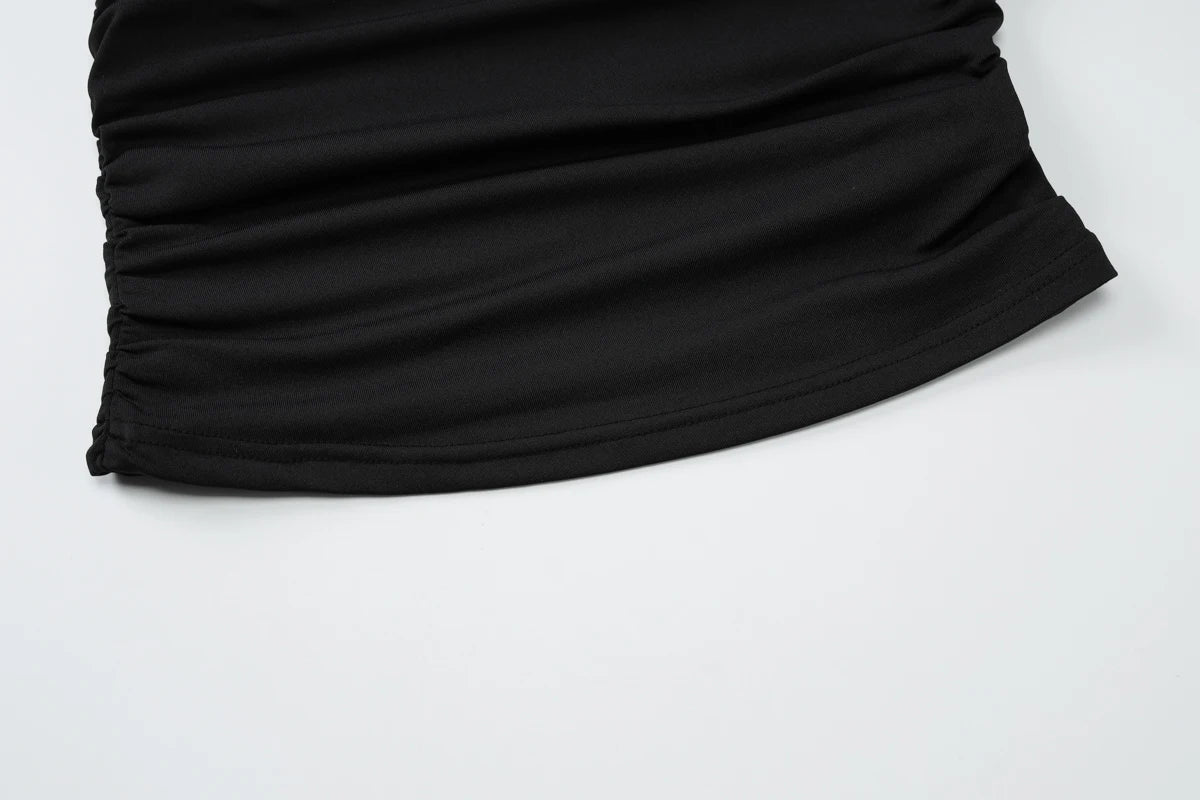 Dulzura Sleeveless Off Shoulder Ruched Bodycon Crop Top Solid Sexy Elegant T-Shirt Party Club Streetwear Spring Summer Top