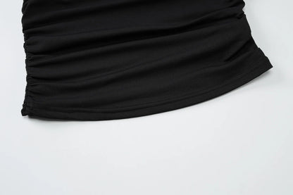 Dulzura Sleeveless Off Shoulder Ruched Bodycon Crop Top Solid Sexy Elegant T-Shirt Party Club Streetwear Spring Summer Top