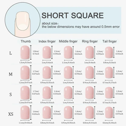 10Pcs Short Square Round Handmade Nails Bow Black and White Bear Fake Nail Diamond Decoration Removable Wearable Nail for Women