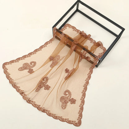 Lace Paisley Embroidery Bandana Square Scarf Elegant Breathable Silk Scarves Women Sunscreen Lightweight Shawl Headband