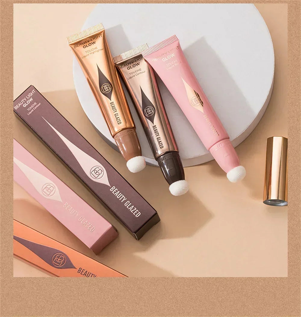 BEAUTY GLAZED 7 Colors Liquid Blush Stick Highlighter Multi Functional Make Up Pen Lip Cheek Waterproof Lasting Cosmetic