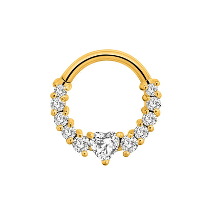 Flower Moon Heart Waterdrop Septum Piercing Daith Conch Tragus Hoop Earring Clicker Segment Nose Ring 316L Surgical Steel 16G M-Gold Color